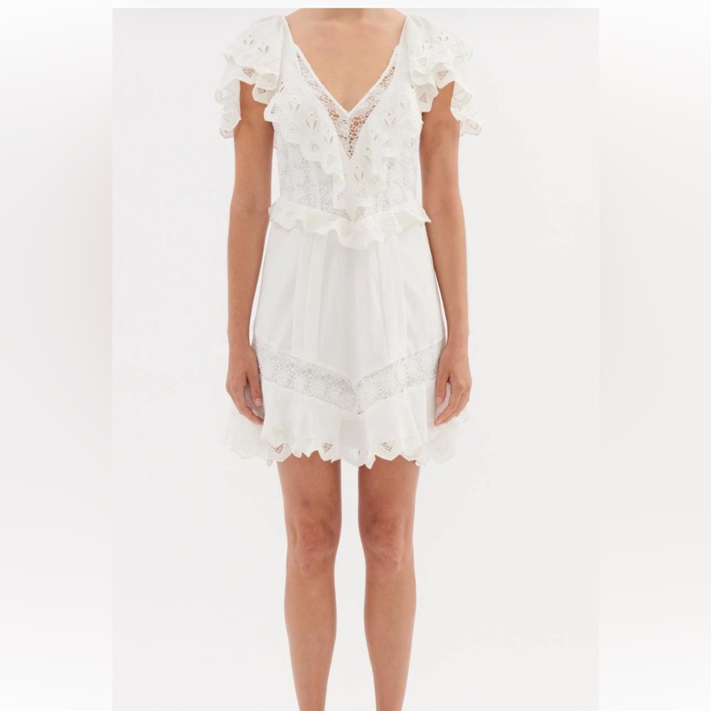IRO White Eyelet Lace Mini Dress